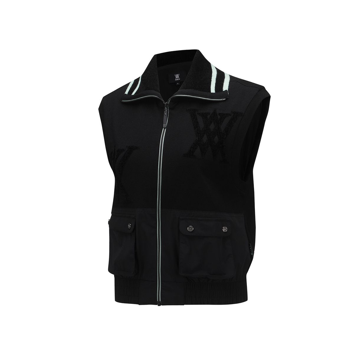 어뉴골프(ANEW GOLF) WOMEN FA LOGO POINT KNIT VEST_BK