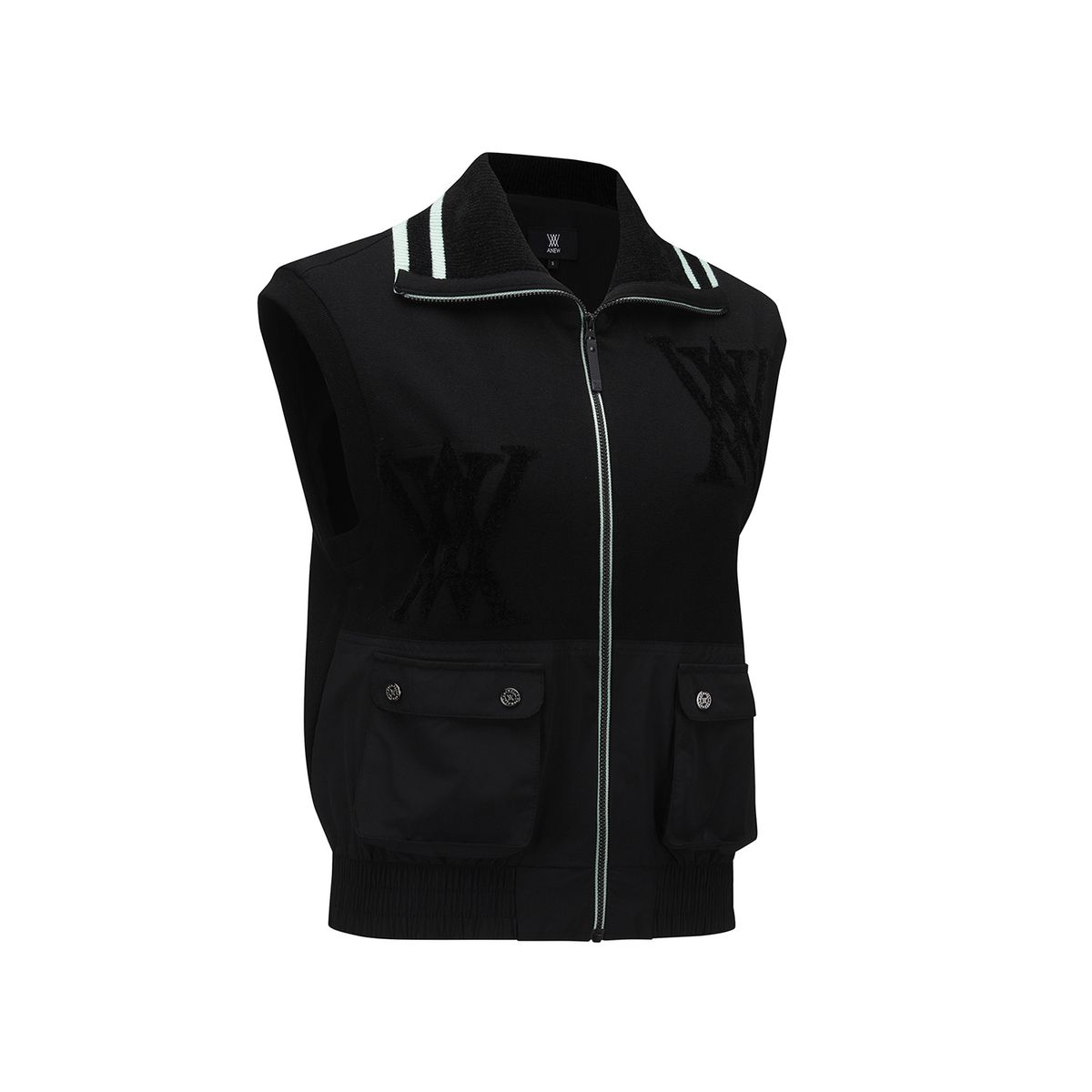 어뉴골프(ANEW GOLF) WOMEN FA LOGO POINT KNIT VEST_BK