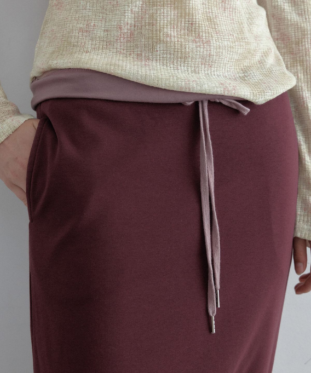 토아베(TOAVE) Easy Two-Tone Maxi Skirt (plum)