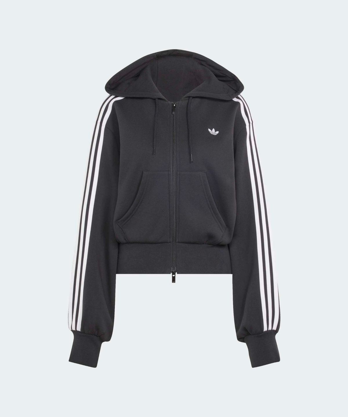 아디다스(ADIDAS) 크롭 지퍼 후디 스웨트셔츠 - 블랙 / LC8123