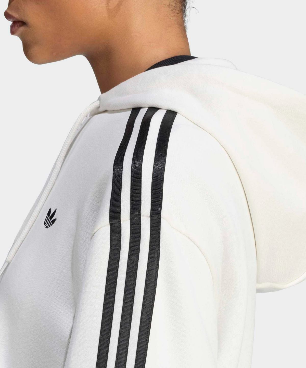 아디다스(ADIDAS) 크롭 지퍼 후디 스웨트셔츠 - 화이트 / LC8124