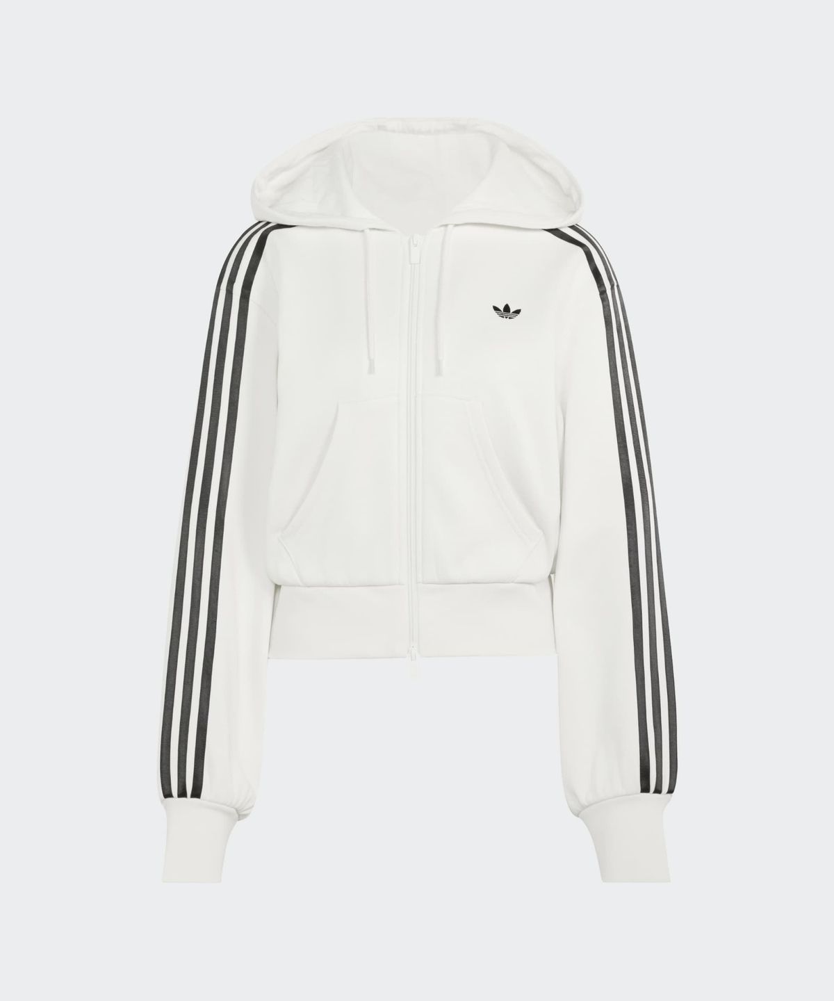 아디다스(ADIDAS) 크롭 지퍼 후디 스웨트셔츠 - 화이트 / LC8124
