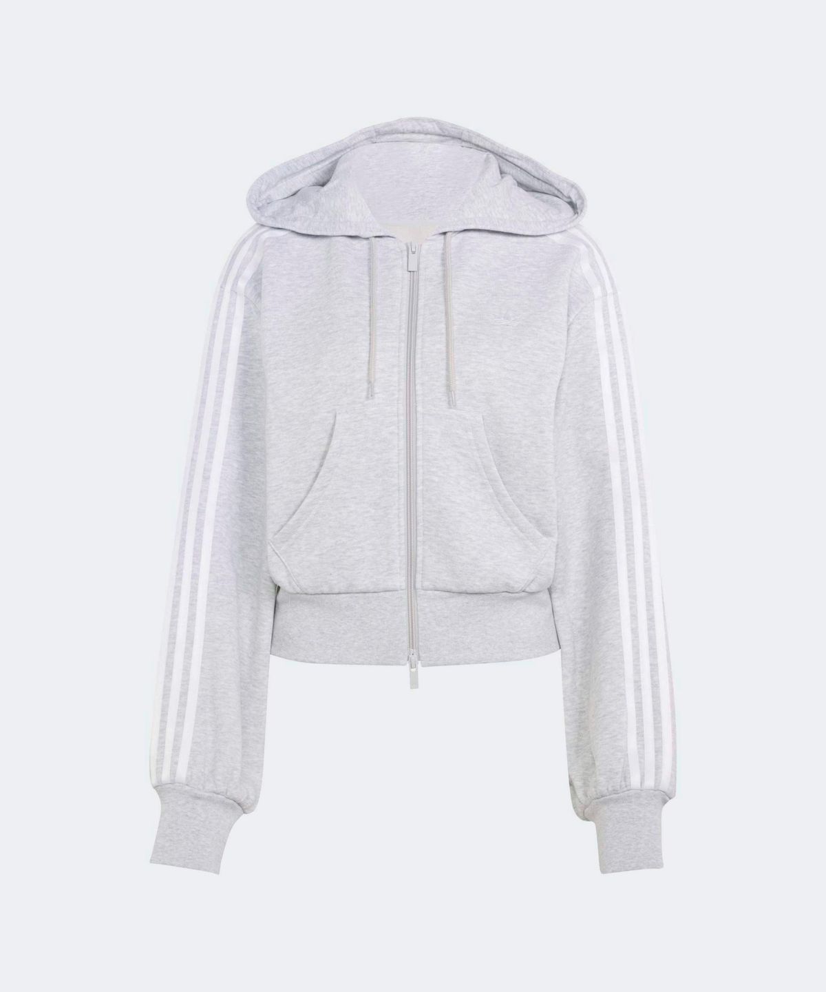 아디다스(ADIDAS) 크롭 지퍼 후디 스웨트셔츠 - 라이트그레이헤더 / LC8125