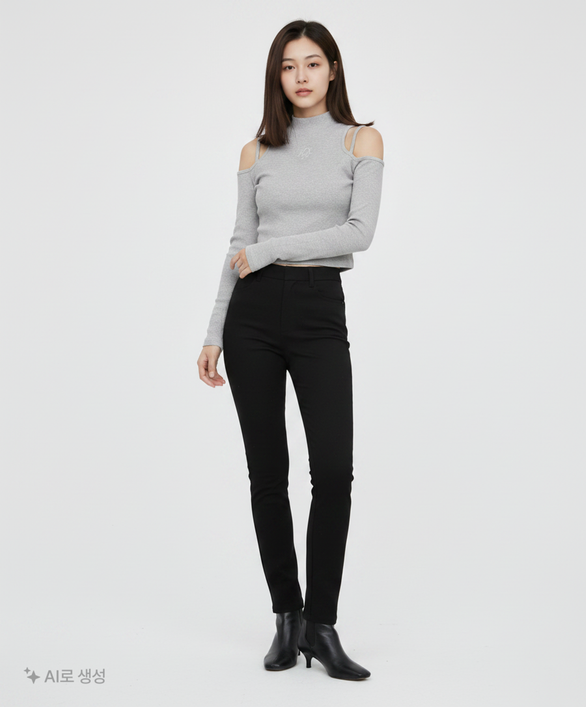 제로플래닛(ZEROPLANET) 컷 아웃 폴라 탑 [GREY] M