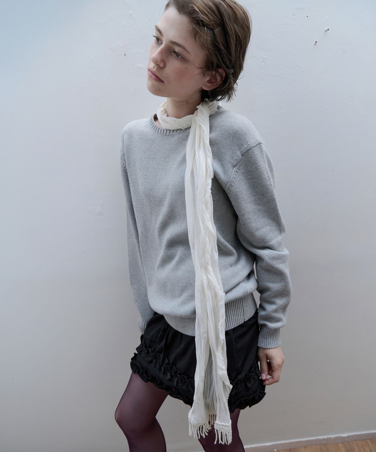 토아베(TOAVE) Pebble Ruffle Mini Skirt (Black)