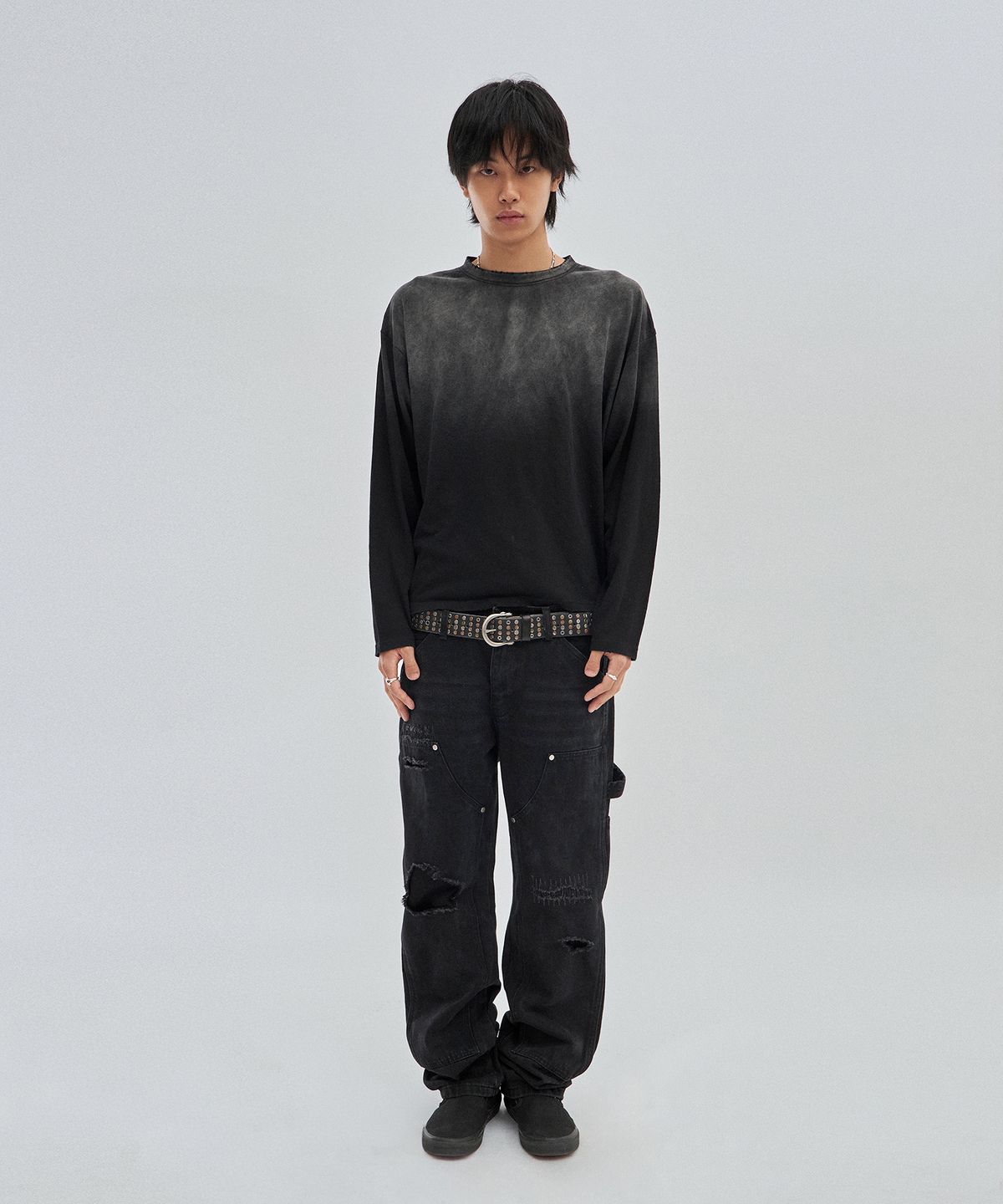 스웨이드(SUADE) WASHED SLUB LONG SLEEVE [WASHING BLACK]