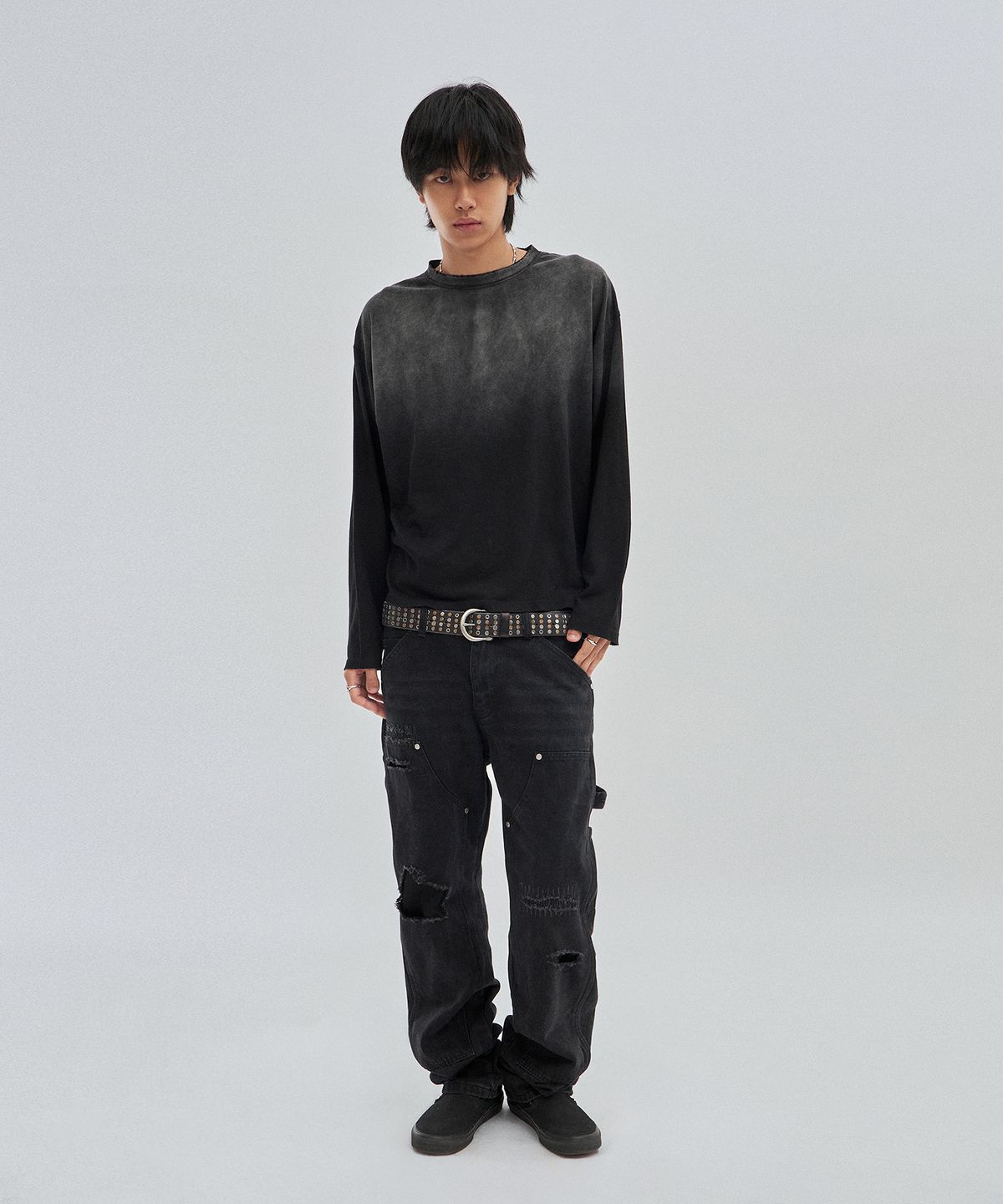 스웨이드(SUADE) WASHED SLUB LONG SLEEVE [WASHING BLACK]