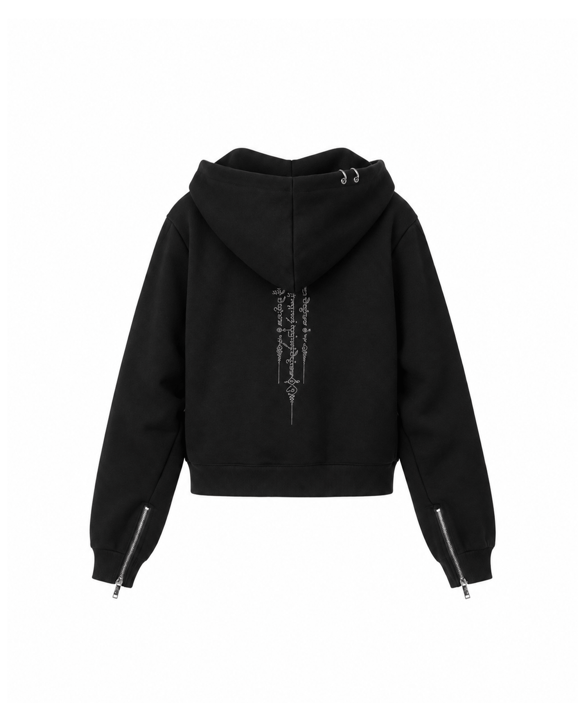 어니브(ANIV) DISTRESSED PIERCING HOOD ZIP-UP BLACK