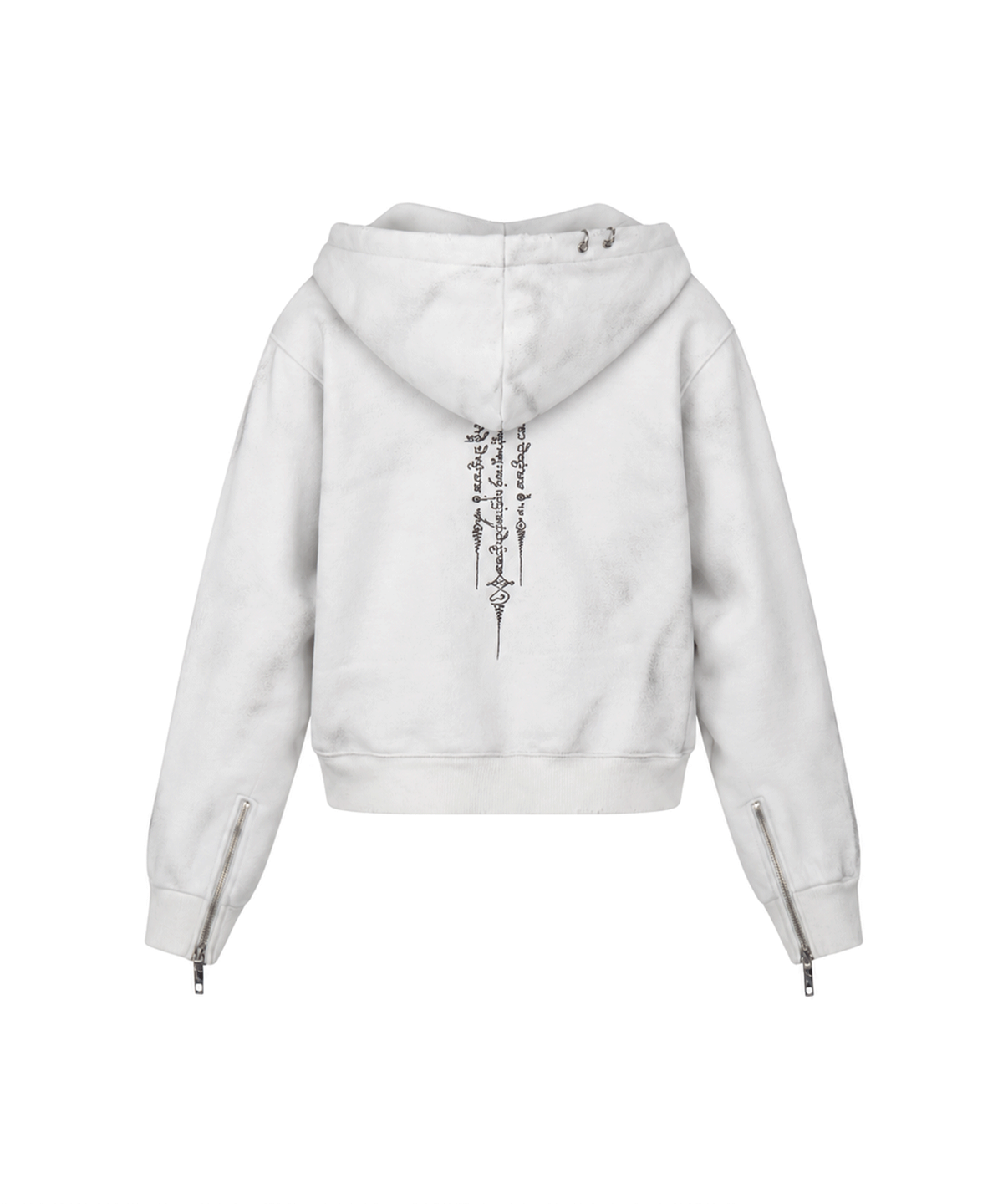 어니브(ANIV) DISTRESSED PIERCING HOOD ZIP-UP WASHED BLACK
