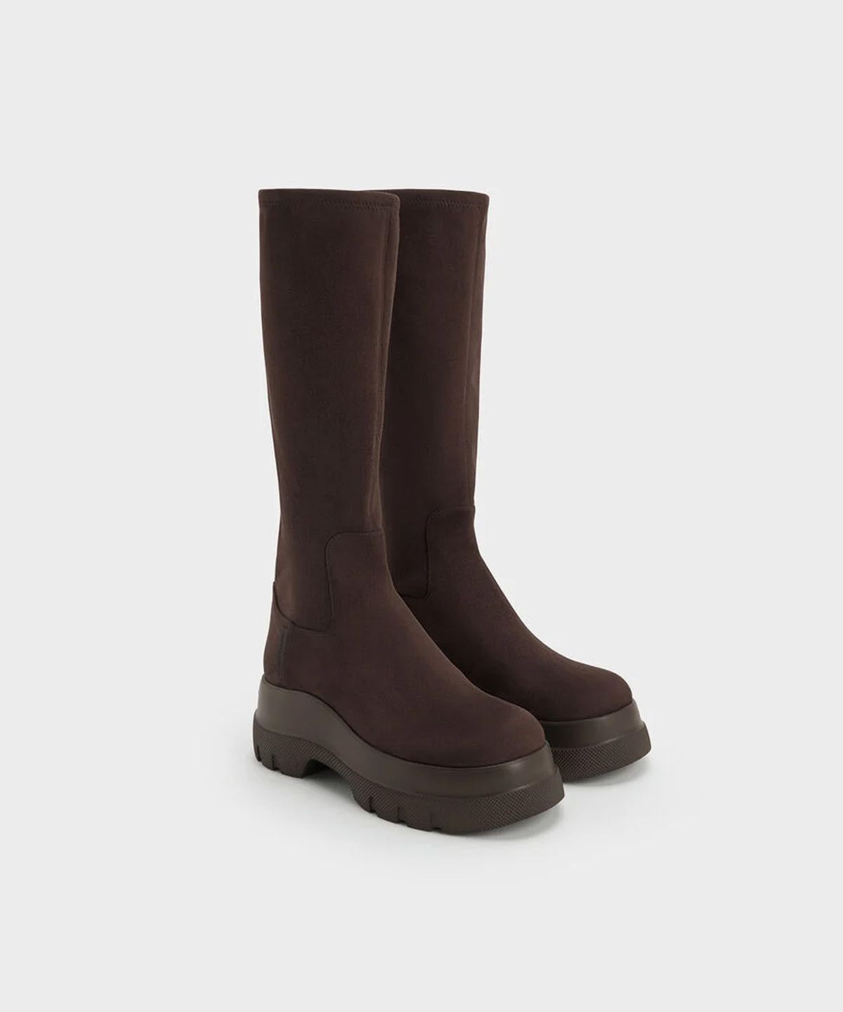 찰스앤키스(CHARLES & KEITH) 레오이 인조 스웨이드 청키 니하이 부츠 2colors CK1-90380188
