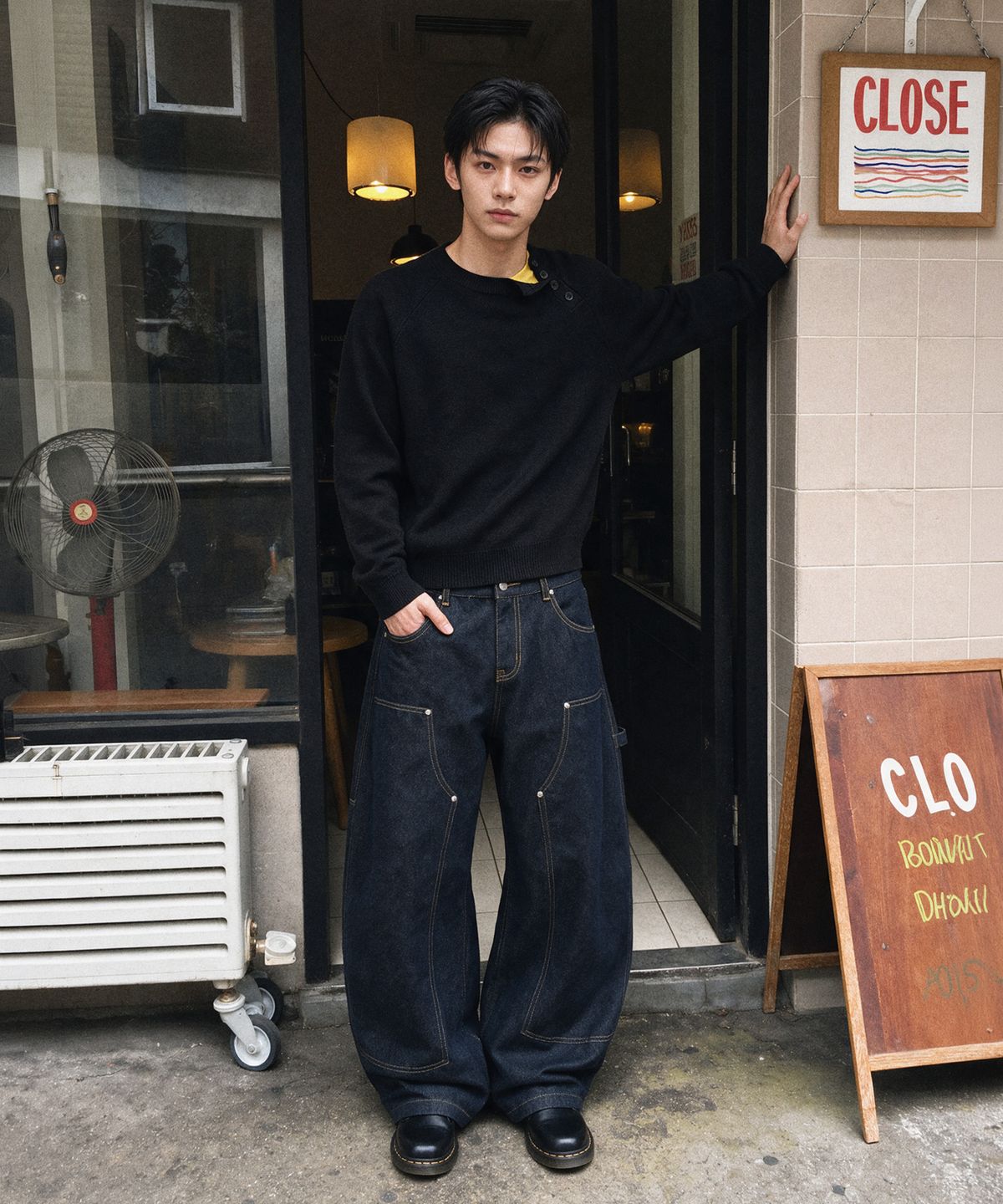어널러코드(ANOLORCODE) 사선 헨리넥 니트 (3color)