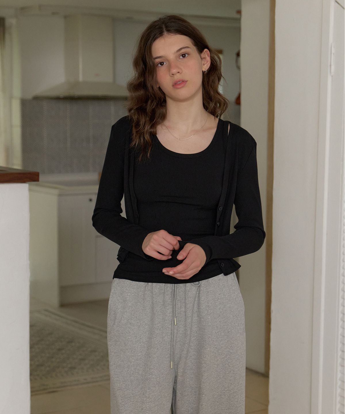 리엘(RE L) Alley cardigan set_2piece (black)