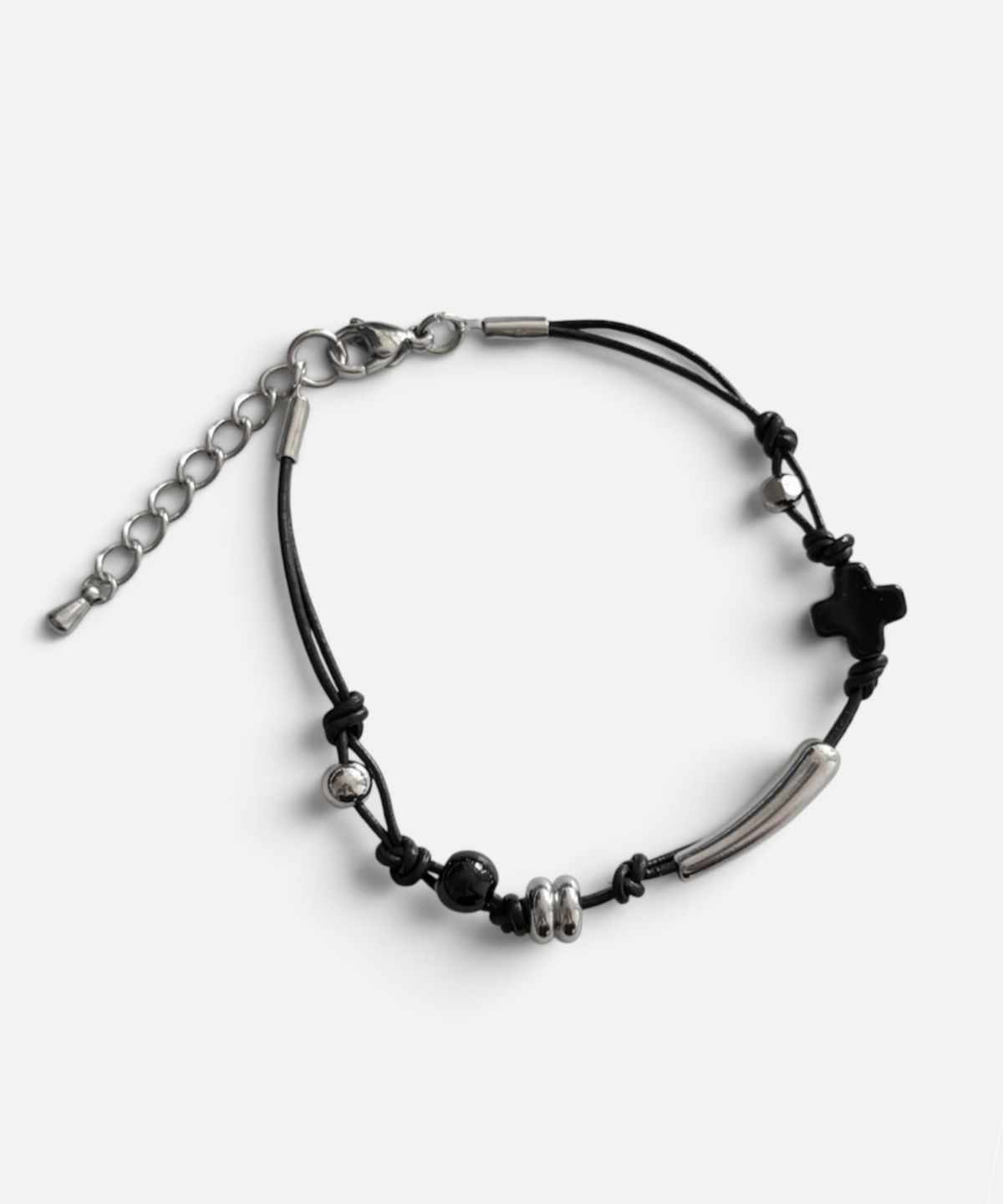 셉텐벌5(SEPTEMBER5) LEATHER STRAP SILVER BRACELET