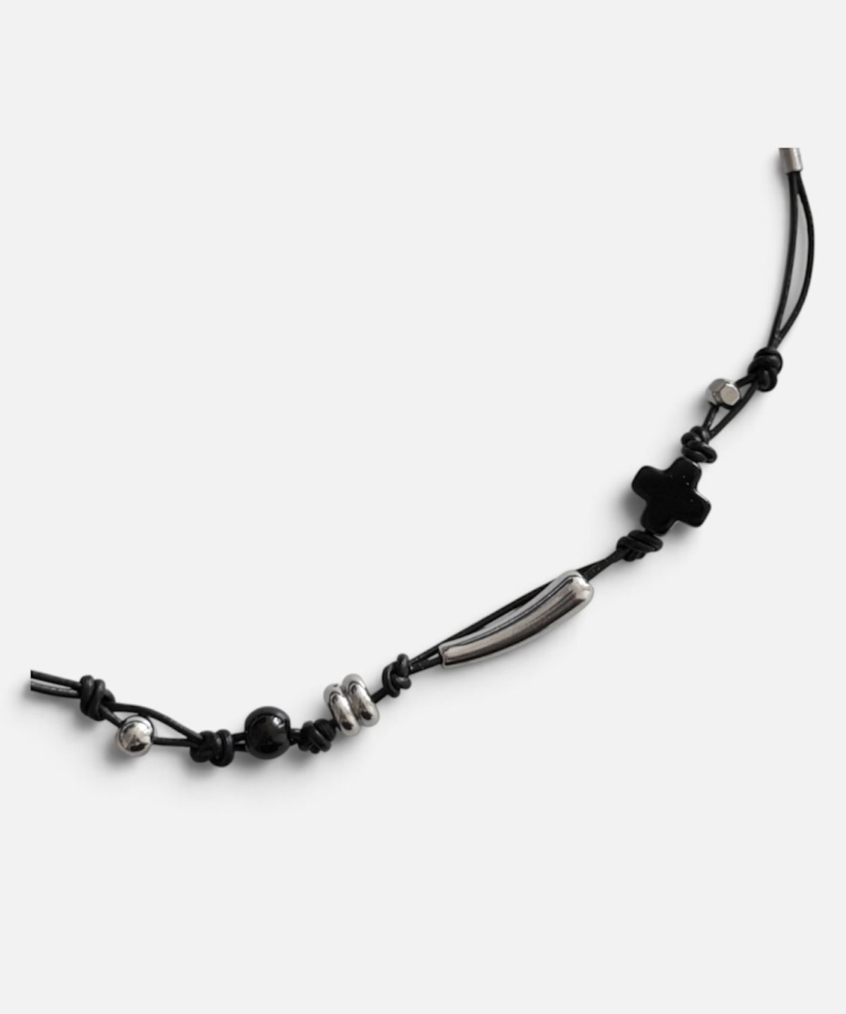 셉텐벌5(SEPTEMBER5) LEATHER STRAP SILVER BRACELET