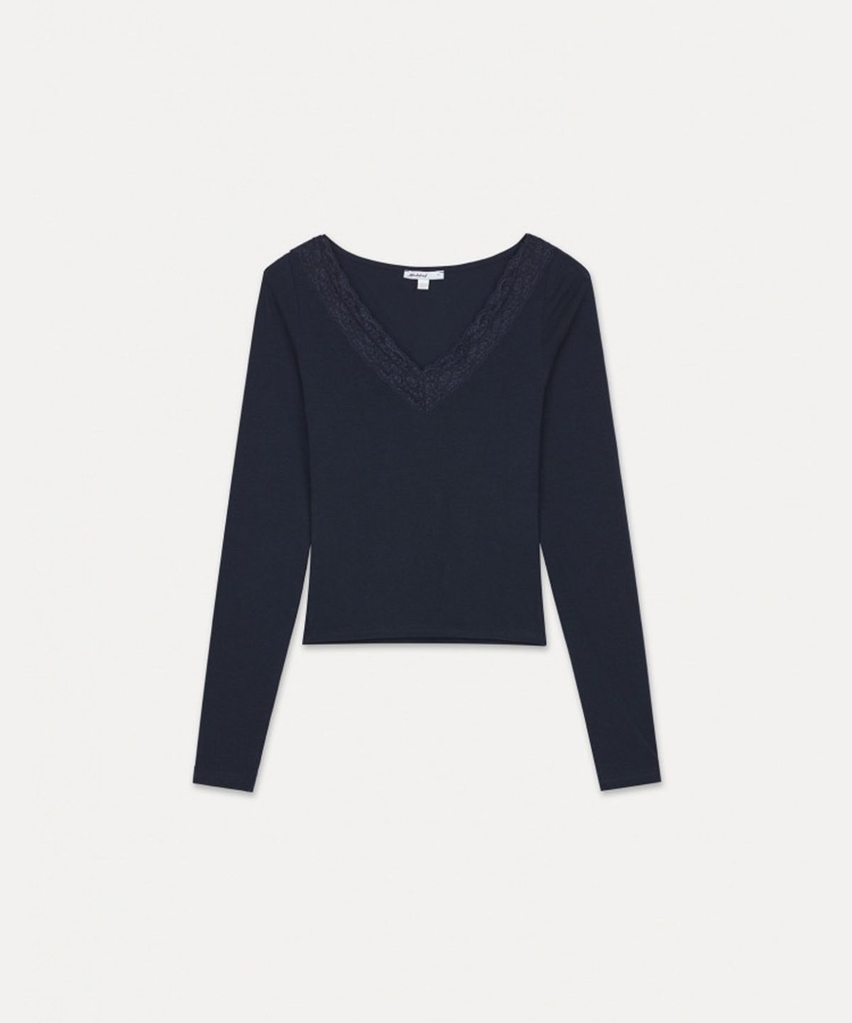 섭듀드(SUBDUED) V-neck T-shirt with Lace (LIGHT BLUE)