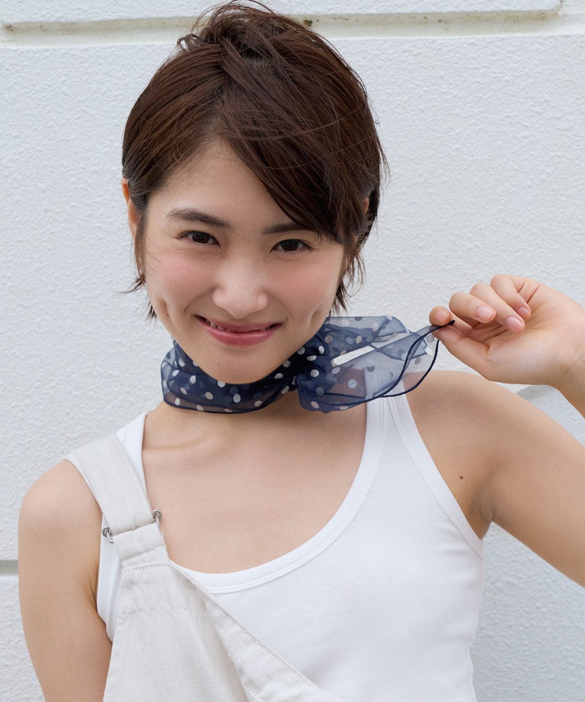 지지(GEEGEE) silver dot organza scarf - navy