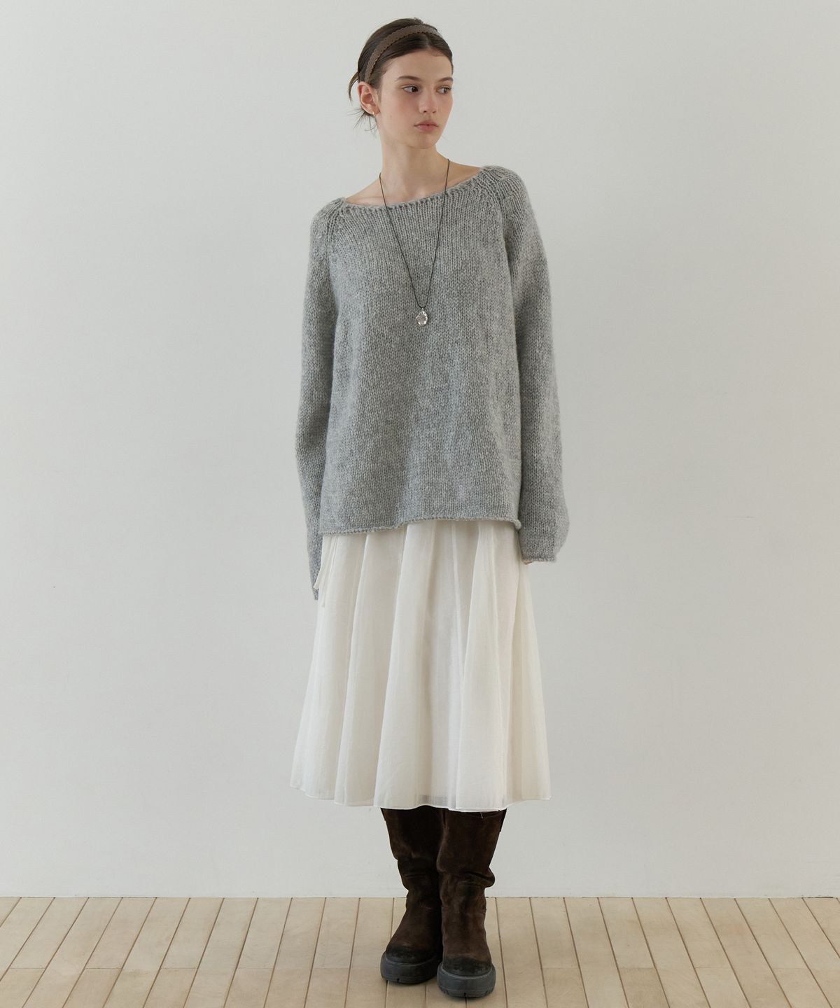 리엘(RE L) Rowan sheer skirt (cream)