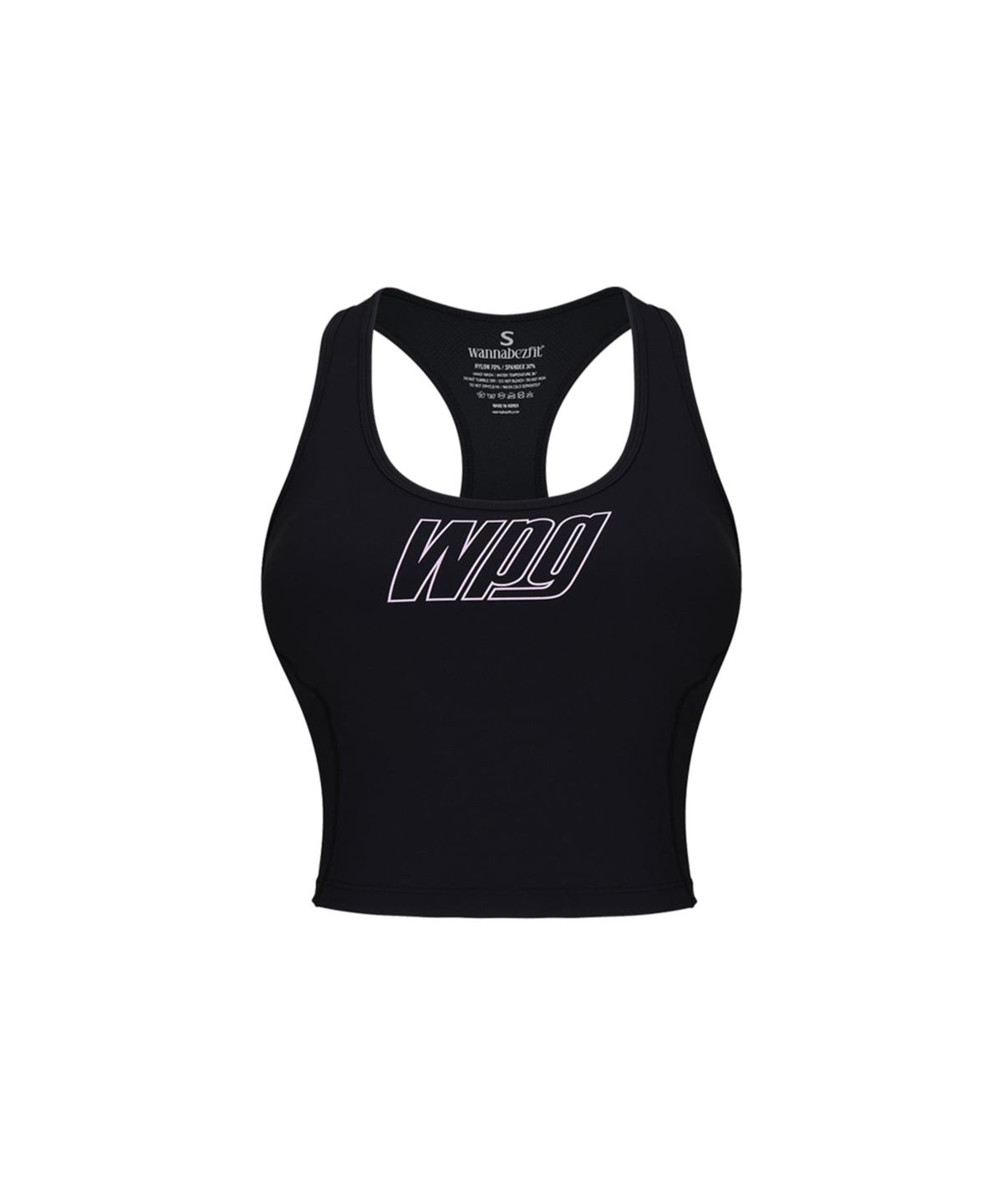 워너비즈핏(WANNABEZFIT) WPG 라인로고 피트니스탑 블랙