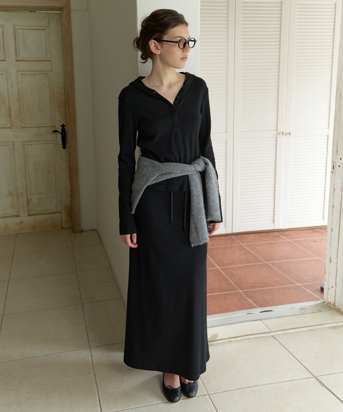 리엘(RE L) Joey banding skirt (black)