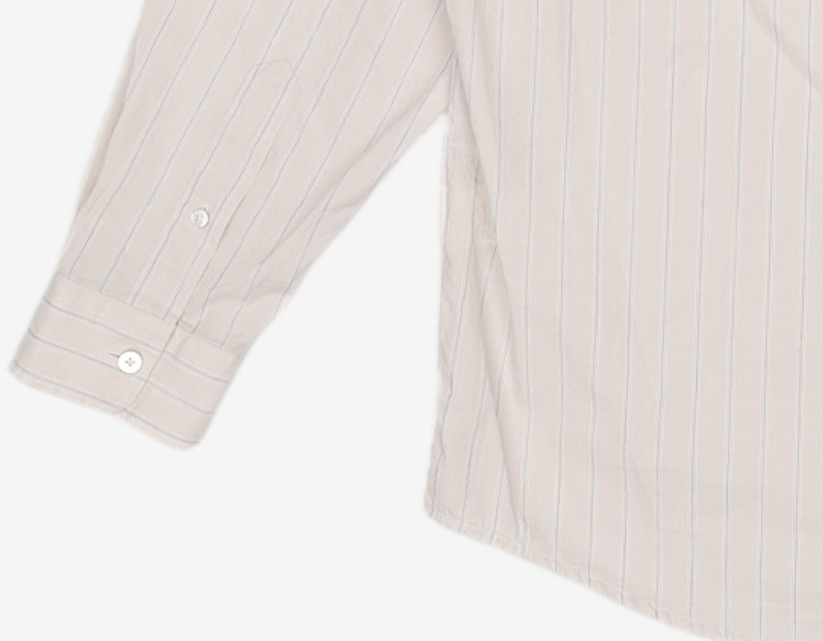 아틀리에 델디오(ATELIER DELDIO) ORGANIC COTTON STRIPE COMFORT SHIRT (GREY) M