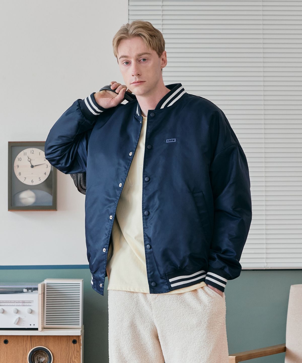 크루멤버스온리(CREW MEMBERS ONLY) BASIC STADIUM JACKET NAVY