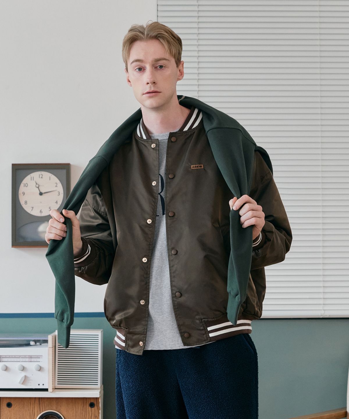 크루멤버스온리(CREW MEMBERS ONLY) BASIC STADIUM JACKET BROWN