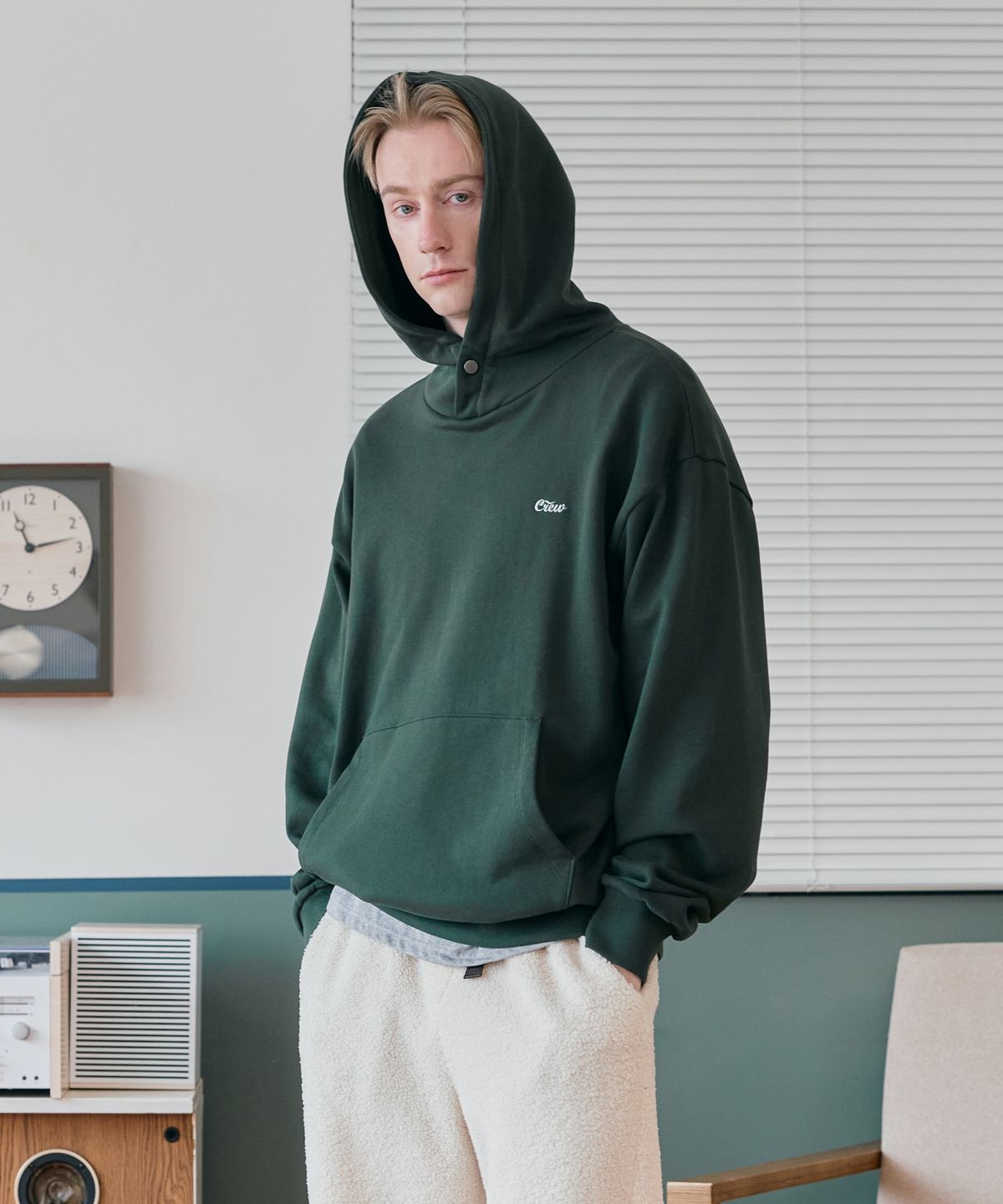 크루멤버스온리(CREW MEMBERS ONLY) BACK LOGO HOODIE GREEN