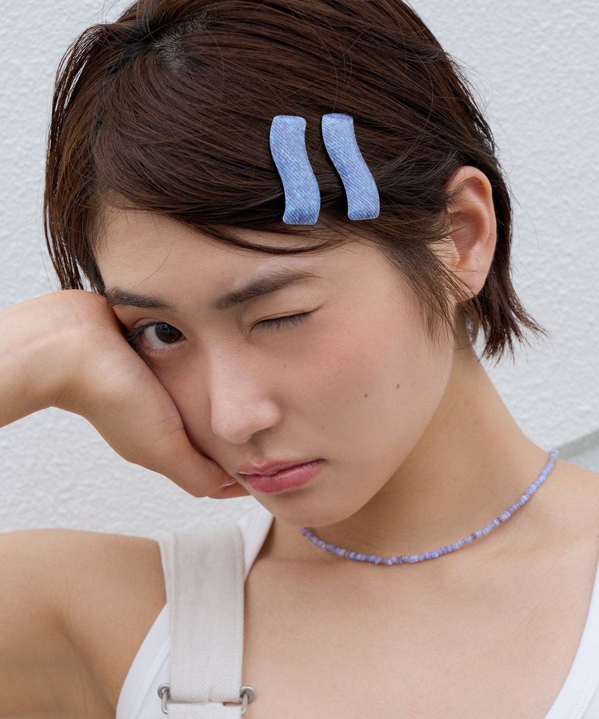 지지(GEEGEE) [2set] denim wave hair pin