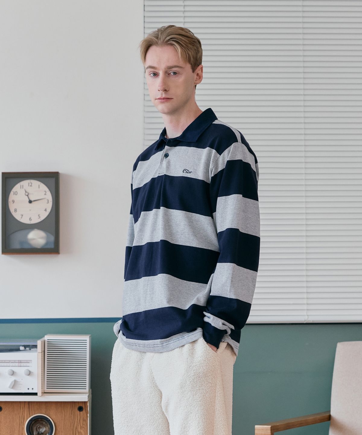 크루멤버스온리(CREW MEMBERS ONLY) HERITAGE STRIPE POLO NAVY