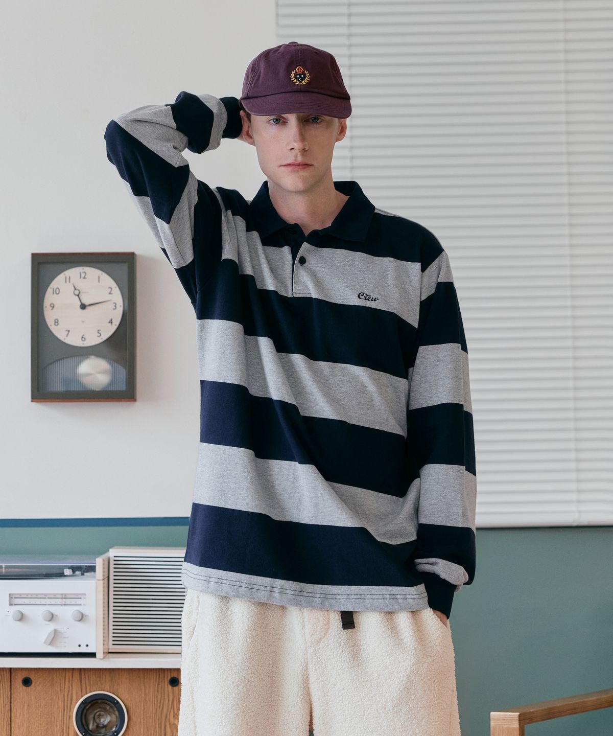 크루멤버스온리(CREW MEMBERS ONLY) HERITAGE STRIPE POLO NAVY