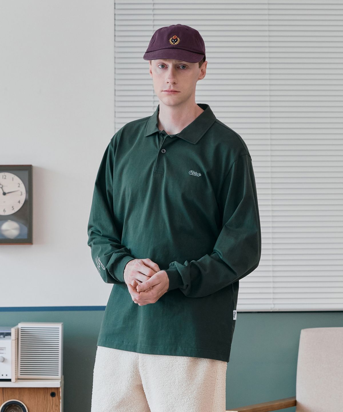 크루멤버스온리(CREW MEMBERS ONLY) HERITAGE SOLID POLO GREEN