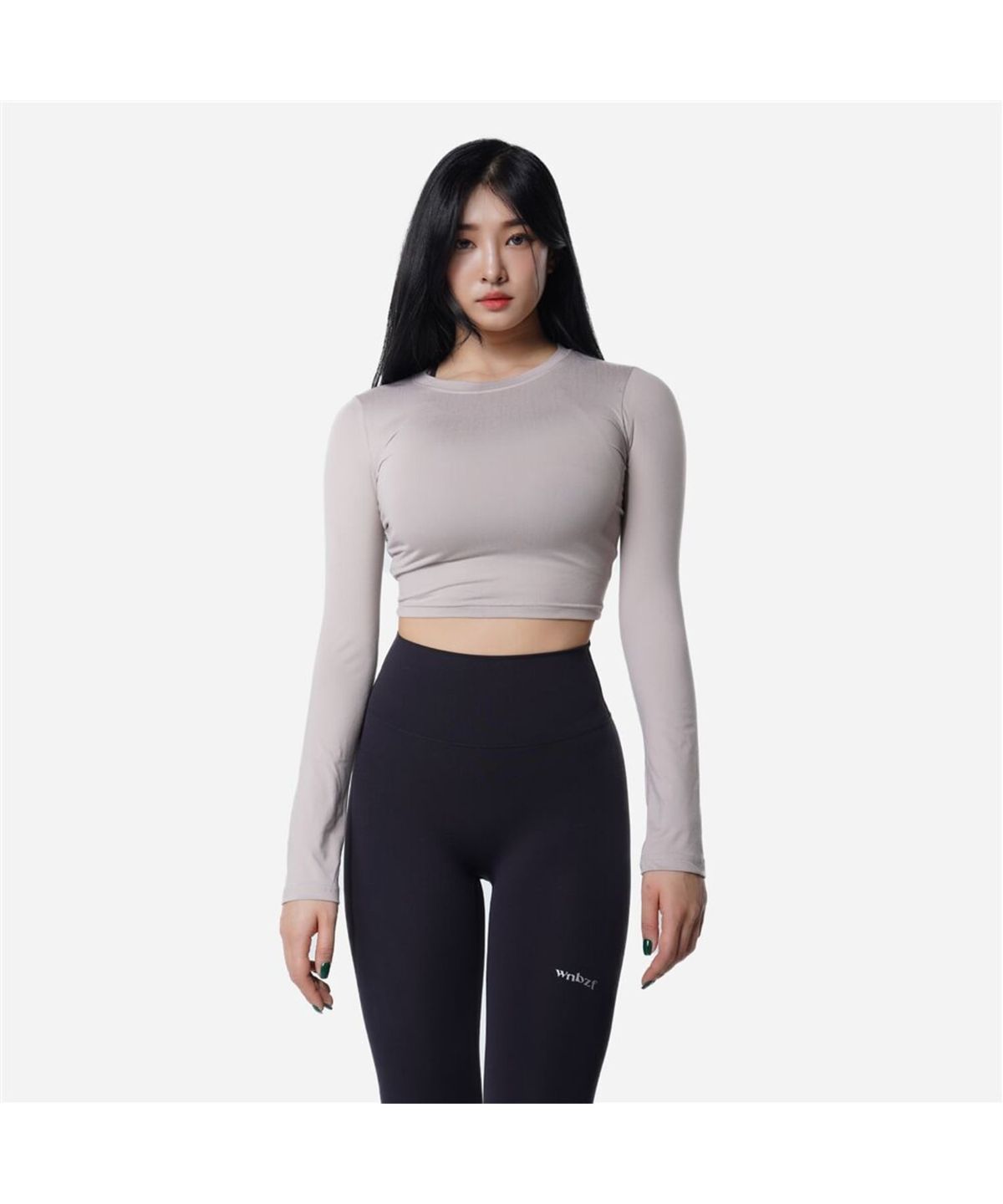 워너비즈핏(WANNABEZFIT) 라운드 발열 크롭 롱슬리브 All
