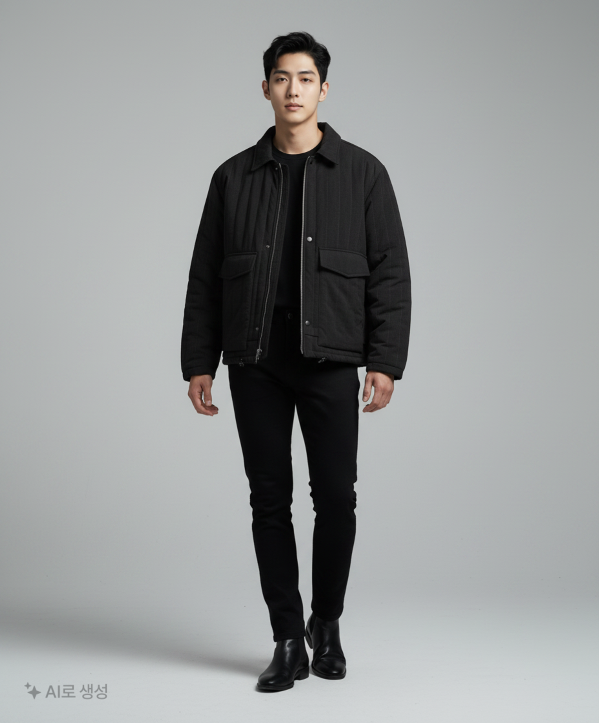 일꼬르소(IL CORSO) 퀼티드 카라 패딩 블루종 블랙 IEJU3F304BK L