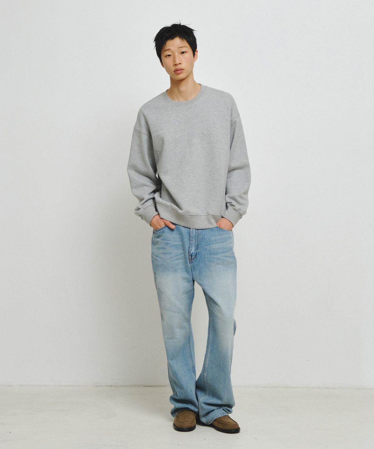 엔도어(ENDOOR) Distressed Repair Denim Pants (Light Blue)