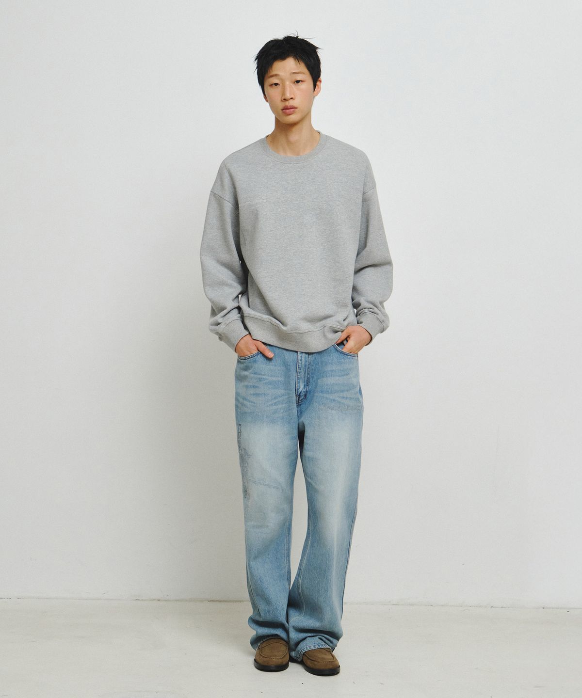 엔도어(ENDOOR) Distressed Repair Denim Pants (Light Blue)