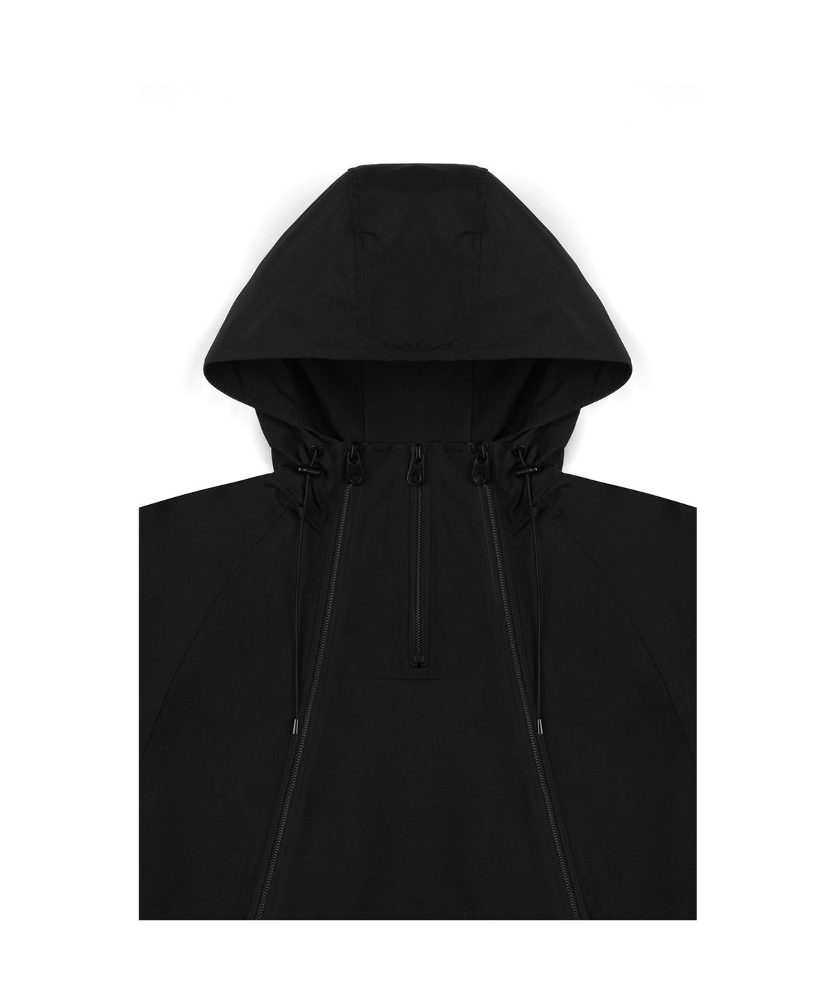 워너비즈핏(WANNABEZFIT) 오버핏 핏체인저 사선 지퍼 풀오픈 아노락 윈드브레이커 블랙