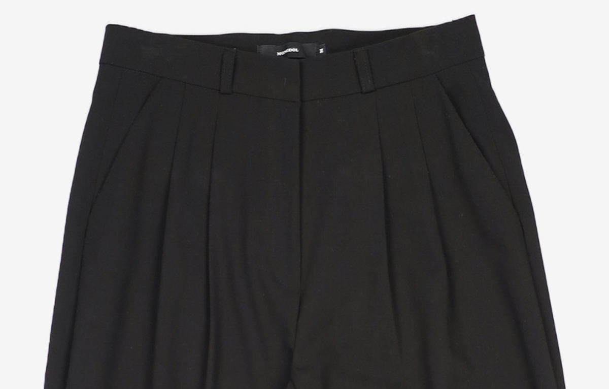 몽돌(MONGDOL) 스판 투턱 와이드 슬랙스 블랙 MDPT019BLACK M