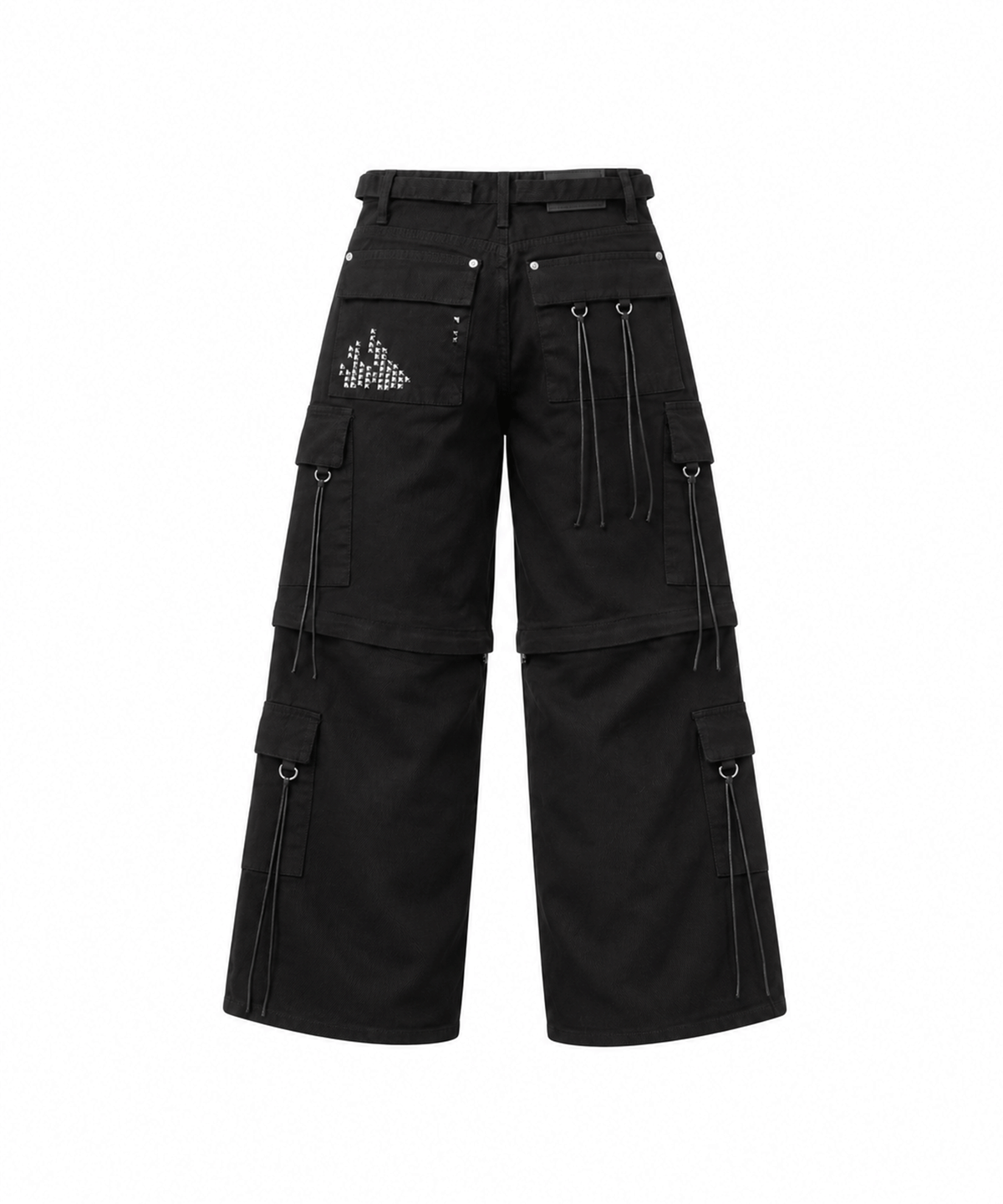 어니브(ANIV) STRAP CARGO WIDE PANTS BLACK