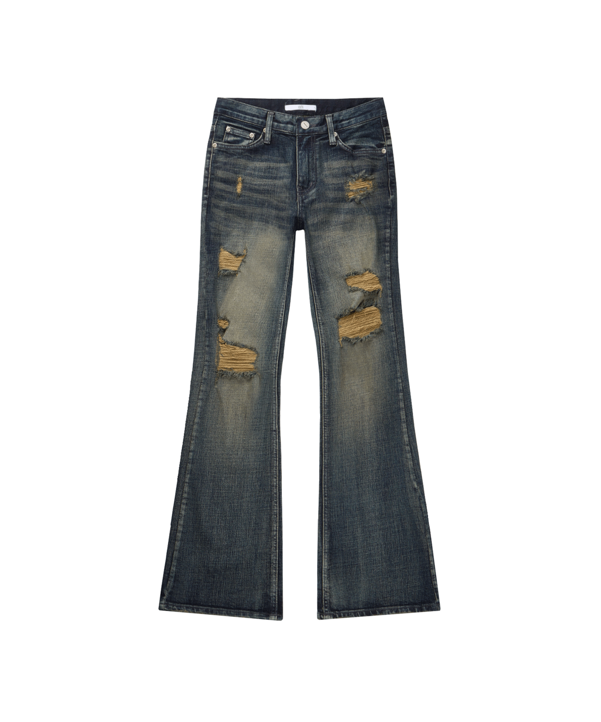 어니브(ANIV) DISTRESSED STUD BOOTCUT PANTS BLUE