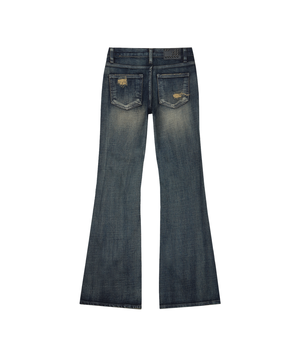 어니브(ANIV) DISTRESSED STUD BOOTCUT PANTS BLUE