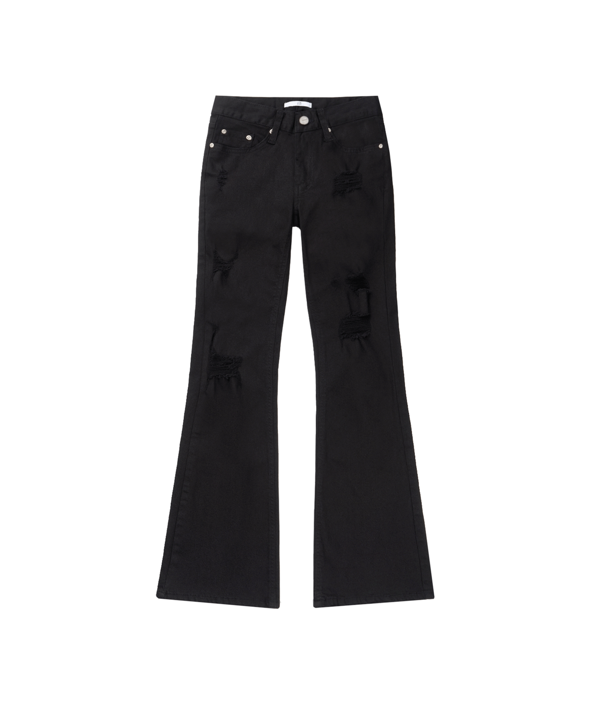 어니브(ANIV) DISTRESSED STUD BOOTCUT PANTS BLACK