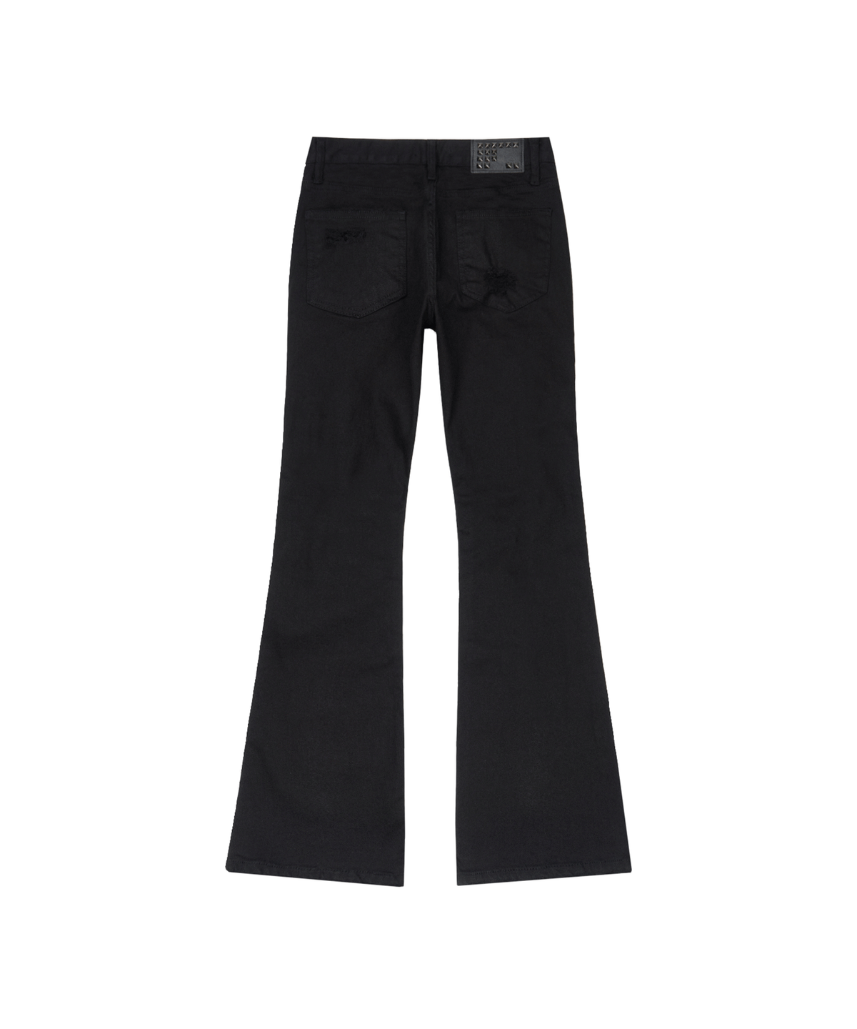 어니브(ANIV) DISTRESSED STUD BOOTCUT PANTS BLACK