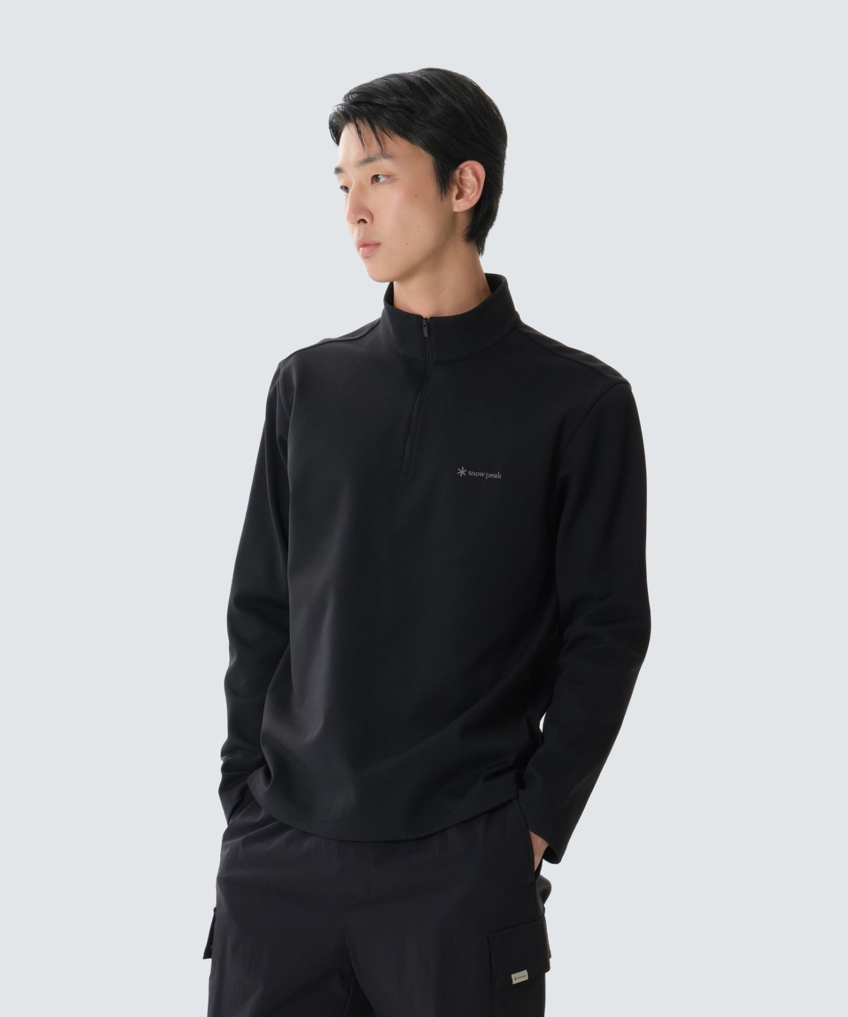 스노우피크 어패럴(SNOWPEAK APPAREL) 퀵드라이 반집업 긴팔 티셔츠 (S26FMFZT14) Black