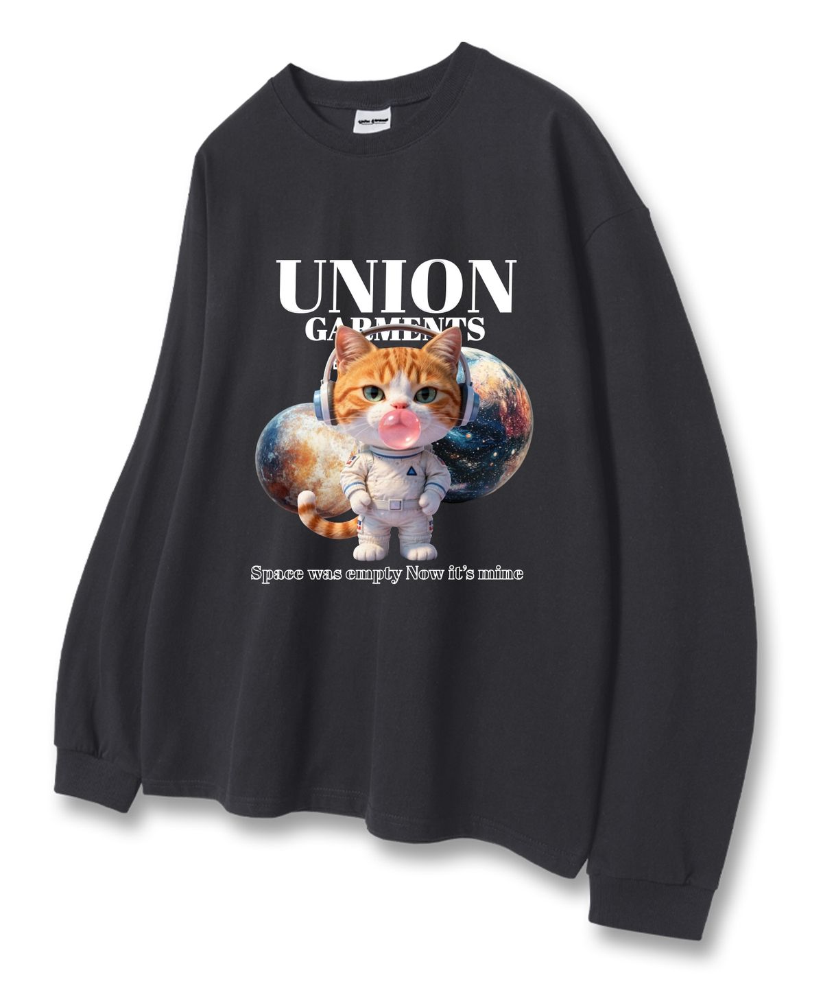 유니온가먼츠(UNION GARMENTS) 스페이스버블캣 루즈핏 긴팔 티셔츠 3COLOR [베이직or시보리]
