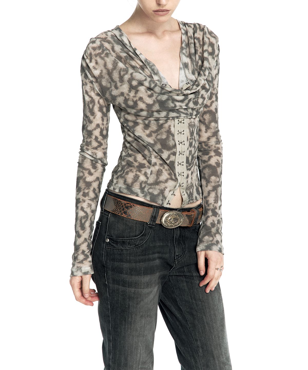 카시코(KASHIKO) Romantic Hook Corset Top Leopard