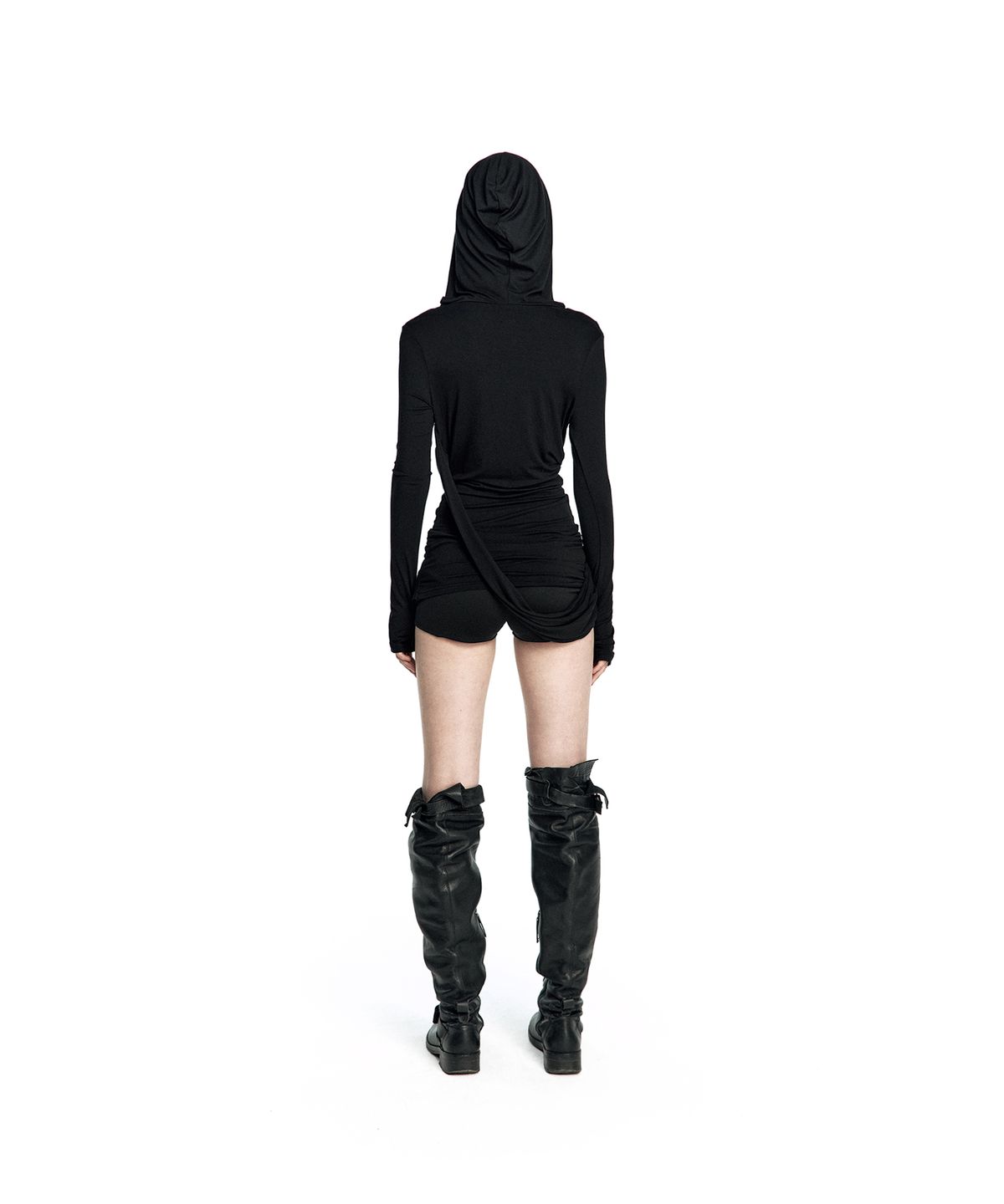 카시코(KASHIKO) Fallen Strapped Hooded Top Black