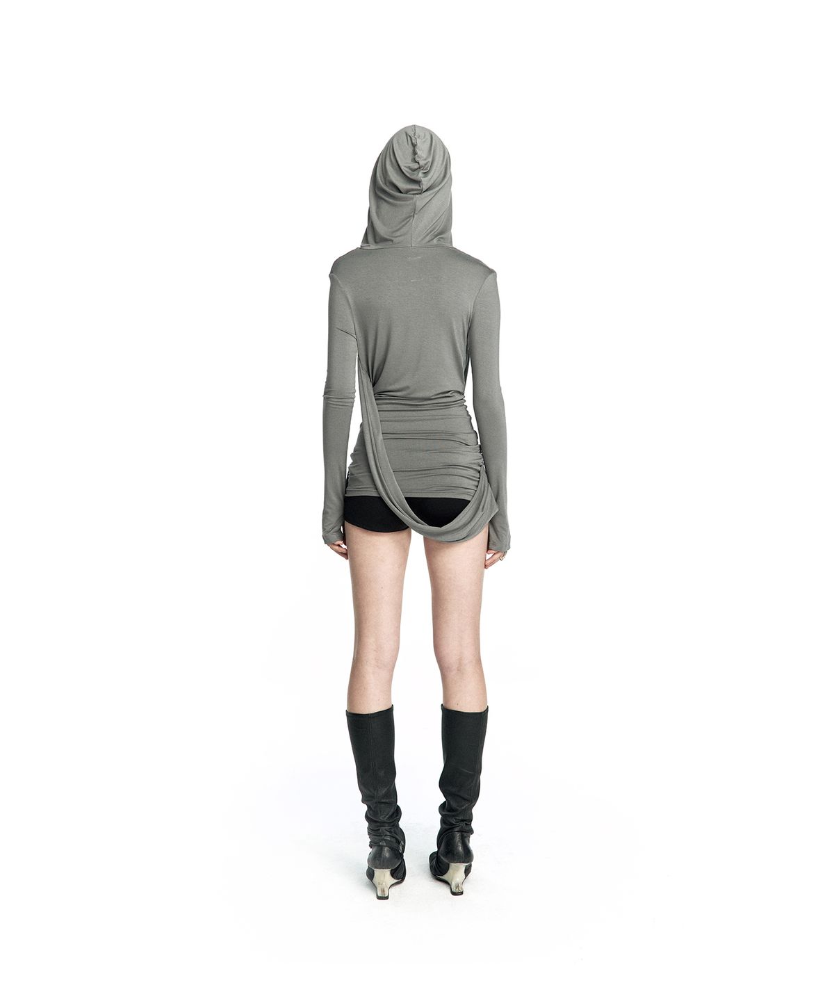 카시코(KASHIKO) Fallen Strapped Hooded Top Charcoal