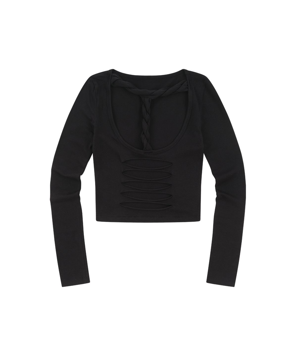 카시코(KASHIKO) Distressed Braided Longsleeve Black