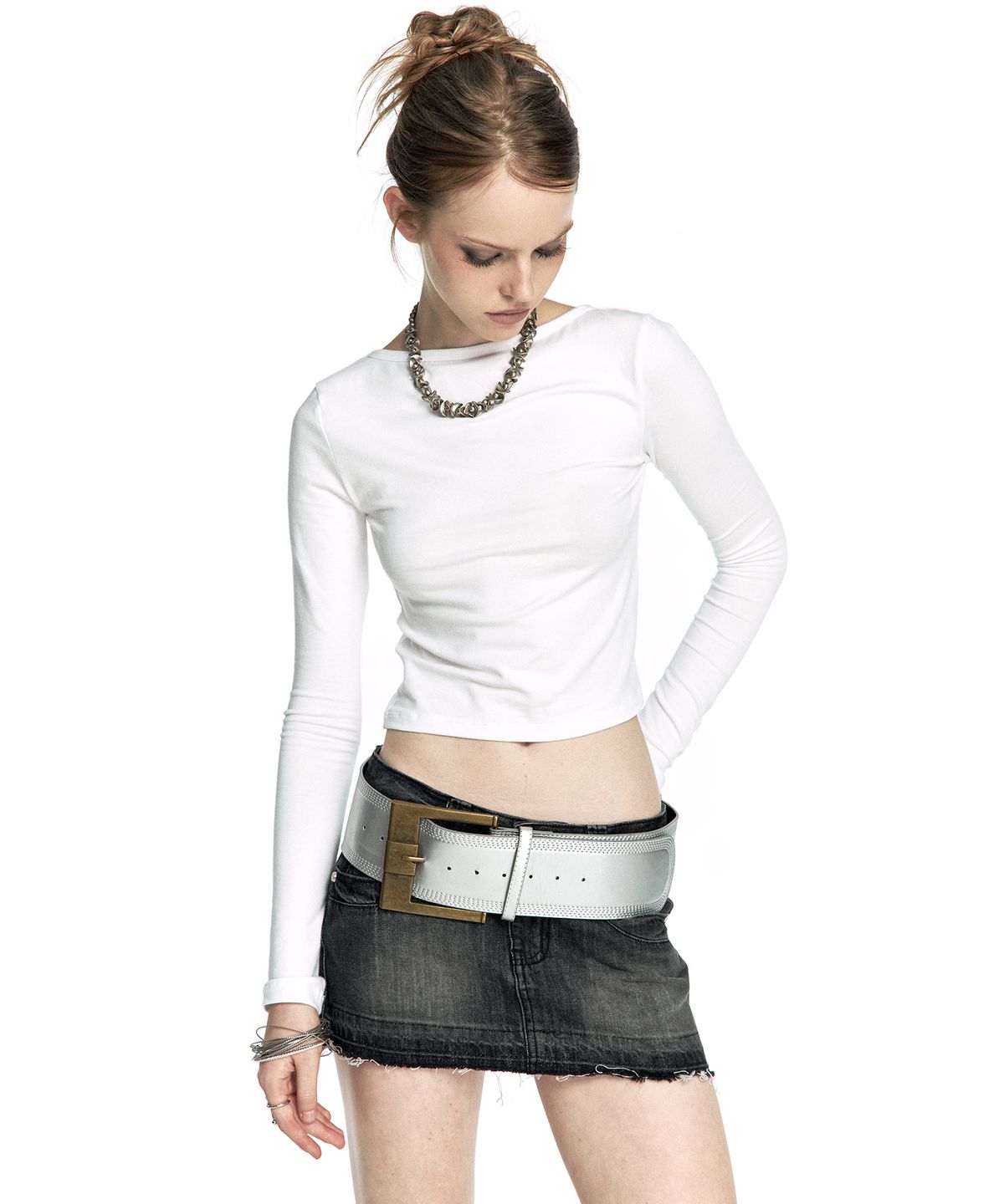 카시코(KASHIKO) Distressed Braided Longsleeve White