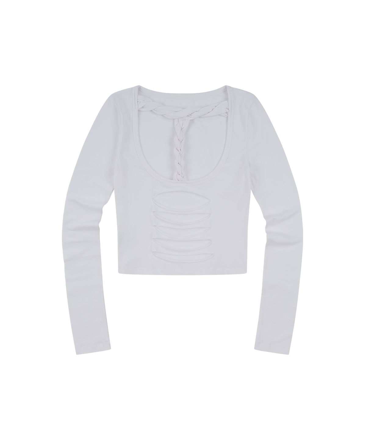 카시코(KASHIKO) Distressed Braided Longsleeve White